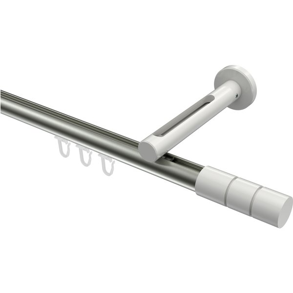 Innenlauf-Vorhangstange Edelstahl-Optik / Weiß, Aluminium / Metall 20 mm Ø Siteno Elanto