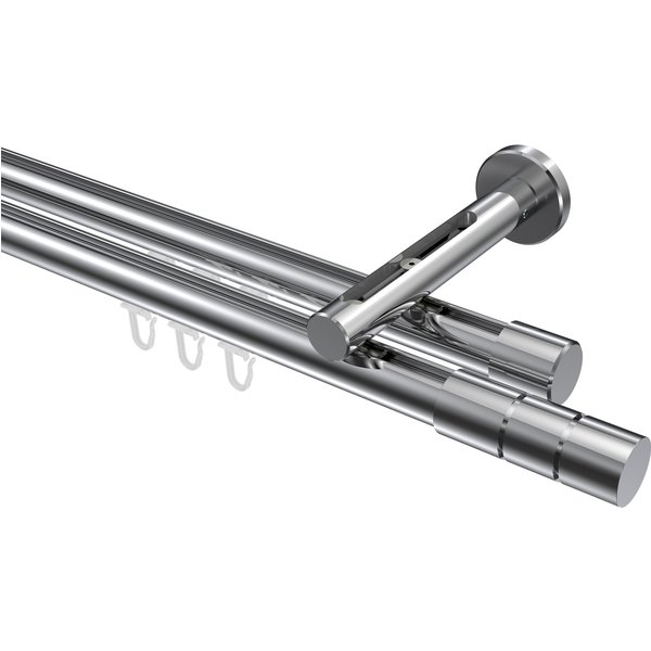 Innenlauf-Gardinenstange Chrom, Aluminium / Metall 20 mm Ø Siteno Elanto, 2-läufig