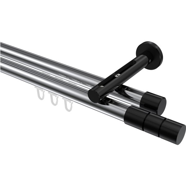 Innenlaufstange Chrom / Schwarz, Aluminium / Metall 20 mm Ø Siteno Elanto, zweiläufig