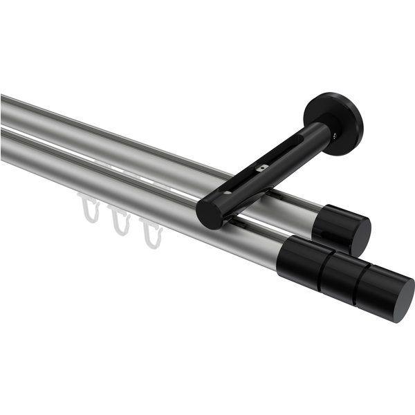 Innenlaufstange Silbergrau / Schwarz, Aluminium / Metall 20 mm Ø Siteno Elanto, zweiläufig