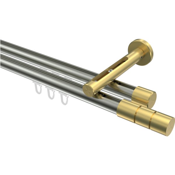 Vorhangstange mit Innenlauf Edelstahl-Optik / Messing-Optik, Aluminium / Metall 20 mm Ø Siteno Elanto, doppelläufig