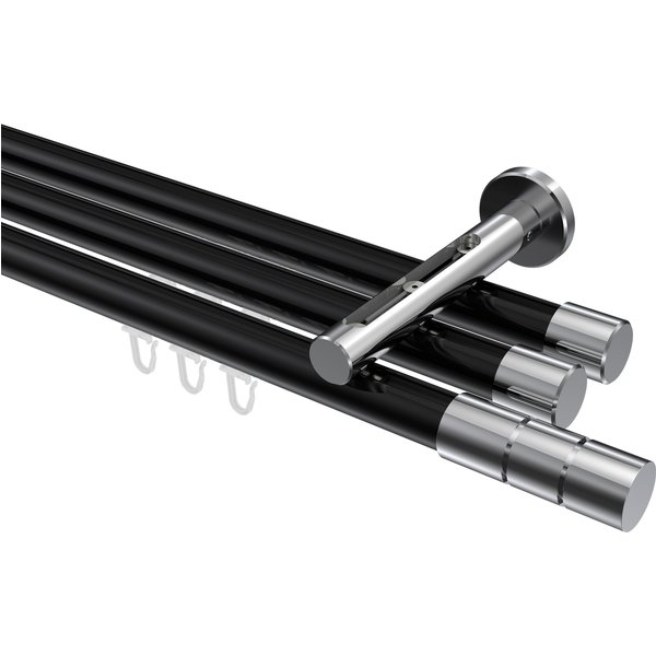 Innenlaufstange Schwarz / Chrom, Aluminium / Metall 20 mm Ø Siteno Elanto, 3-läufig