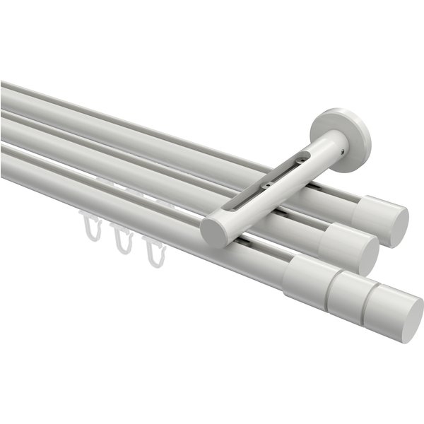 Innenlauf-Gardinenstange Weiß, Aluminium / Metall 20 mm Ø Siteno Elanto, 3-läufig