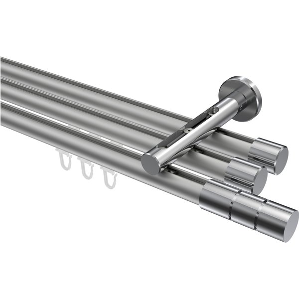 Innenlauf-Gardinenstange Silbergrau / Chrom, Aluminium / Metall 20 mm Ø Siteno Elanto, dreiläufig