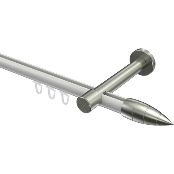 Innenlauf-Gardinenstangen Weiß / Edelstahl-Optik, Aluminium / Metall 20 mm Ø Prestige Samanto