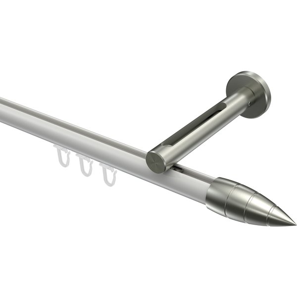 Gardinenstange mit Innenlauf Weiß / Edelstahl-Optik, Aluminium / Metall 20 mm Ø Siteno Samanto