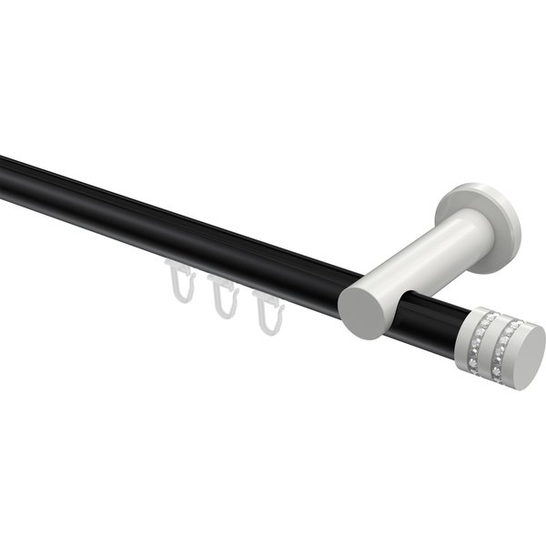 Innenlauf-Vorhangstange Schwarz / Weiß, Aluminium / Metall 20 mm Ø Platon Estana