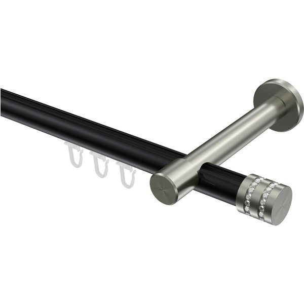 Innenlauf-Gardinenstangen Schwarz / Edelstahl-Optik, Aluminium / Metall 20 mm Ø Prestige Estana