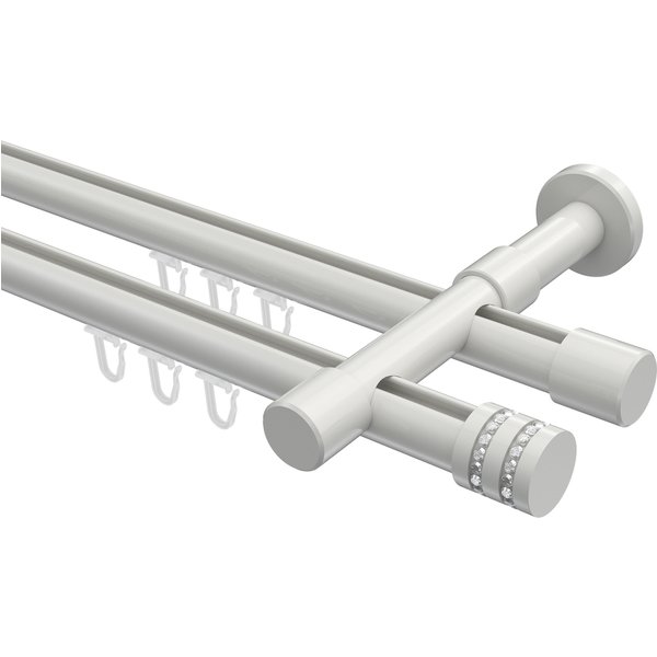 Innenlauf-Vorhangstange Weiß, Metall 20 mm Ø Prestige Estana, 2-läufig
