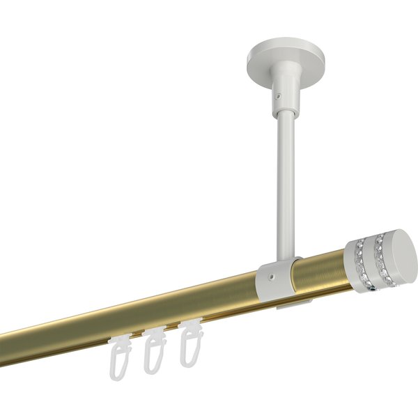 Vorhangstange mit Innenlauf (Deckenanbringung) Messing-Optik / Weiß, Aluminium / Metall 20 mm Ø Sonette Estana