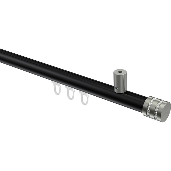 Vorhangstange mit Innenlauf (Deckenbefestigung) Schwarz / Edelstahl-Optik, Aluminium / Metall 20 mm Ø Sonius Estana