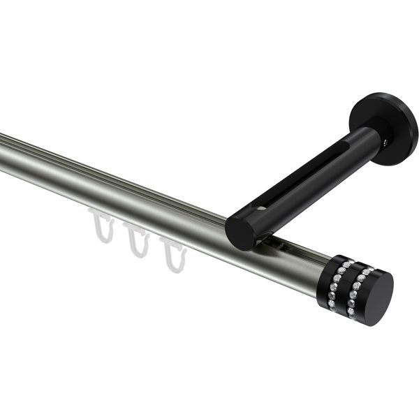 Gardinenstange mit Innenlauf Edelstahl-Optik / Schwarz, Aluminium / Metall 20 mm Ø Siteno Estana
