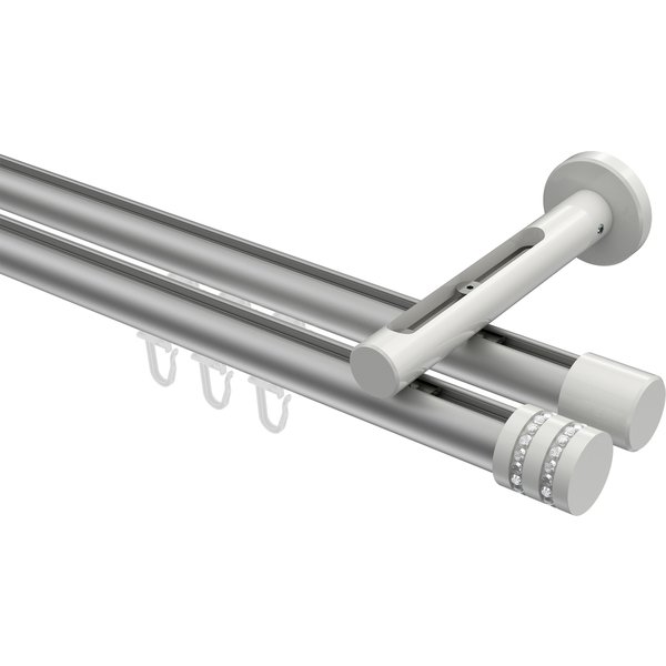 Innenlaufstange Silbergrau / Weiß, Aluminium / Metall 20 mm Ø Siteno Estana, zweiläufig
