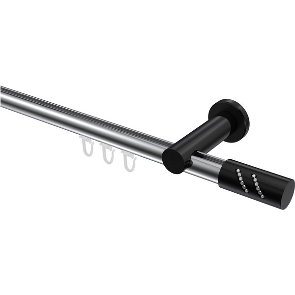 Innenlauf-Gardinenstange Chrom / Schwarz, Aluminium / Metall 20 mm Ø Platon Zoena