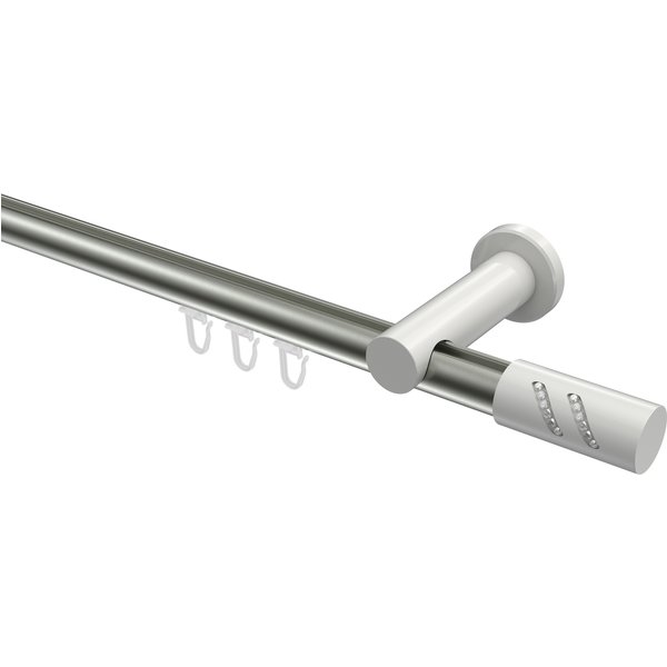 Innenlauf-Vorhangstangen Edelstahl-Optik / Weiß, Aluminium / Metall 20 mm Ø Platon Zoena
