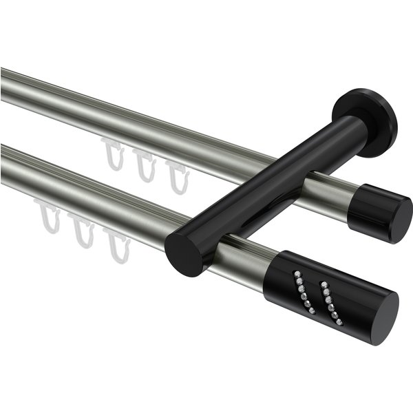 Innenlaufstange Edelstahl-Optik / Schwarz, Metall 20 mm Ø Platon Zoena, doppelläufig
