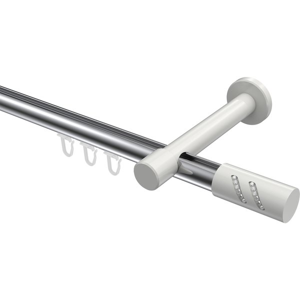 Innenlauf-Vorhangstange Chrom / Weiß, Aluminium / Metall 20 mm Ø Prestige Zoena