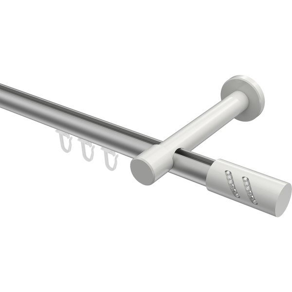 Innenlauf-Gardinenstangen Silbergrau / Weiß, Aluminium / Metall 20 mm Ø Prestige Zoena