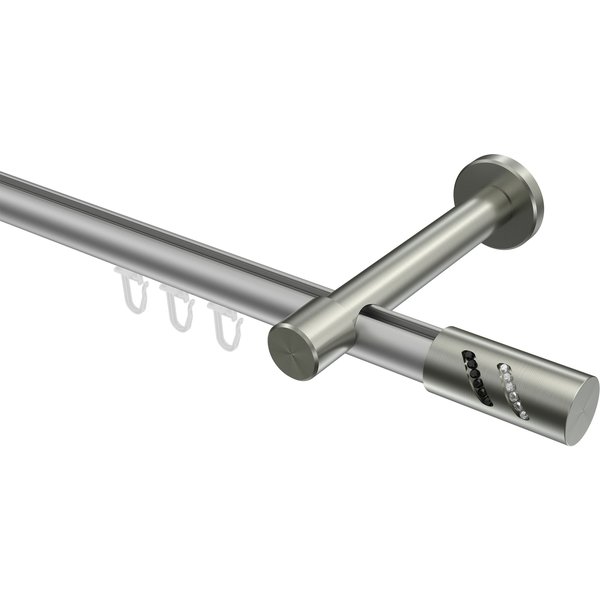 Innenlauf-Gardinenstange Silbergrau / Edelstahl-Optik, Aluminium / Metall 20 mm Ø Prestige Zoena