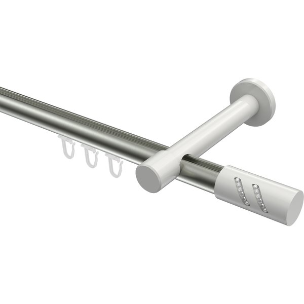 Innenlauf-Vorhangstange Edelstahl-Optik / Weiß, Aluminium / Metall 20 mm Ø Prestige Zoena