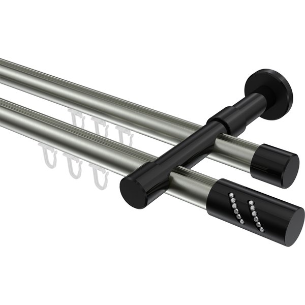 Innenlaufstangen Edelstahl-Optik / Schwarz, Metall 20 mm Ø Prestige Zoena, doppelläufig