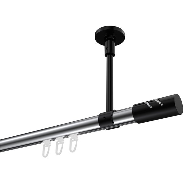 Vorhangstange mit Innenlauf (Deckenanbringung) Chrom / Schwarz, Aluminium / Metall 20 mm Ø Sonette Zoena