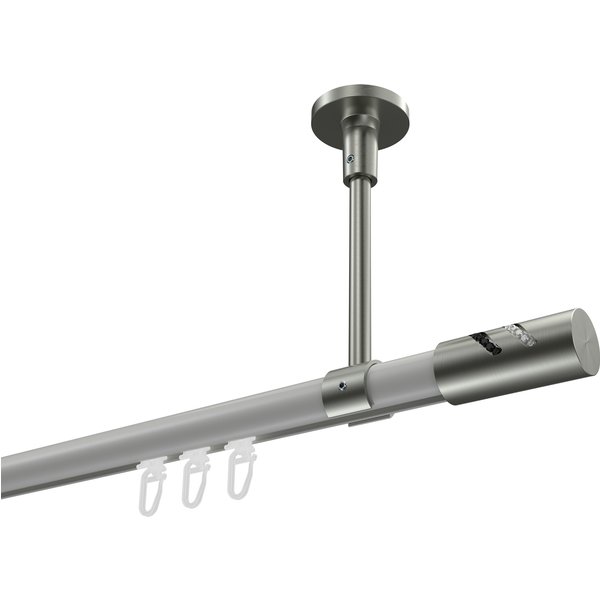 Gardinenstange mit Innenlauf (Deckenbefestigung) Weiß / Edelstahl-Optik, Aluminium / Metall 20 mm Ø Sonette Zoena