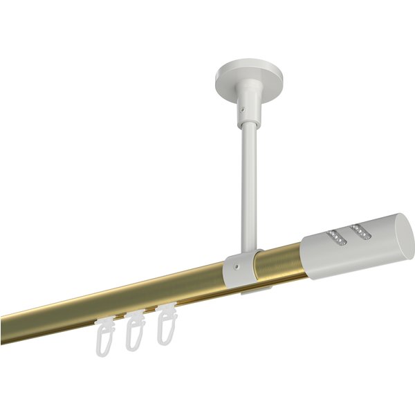 Gardinenstange mit Innenlauf (Deckenbefestigung) Messing-Optik / Weiß, Aluminium / Metall 20 mm Ø Sonette Zoena