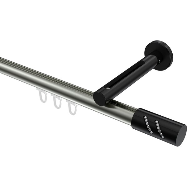 Innenlauf-Gardinenstange Edelstahl-Optik / Schwarz, Aluminium / Metall 20 mm Ø Siteno Zoena