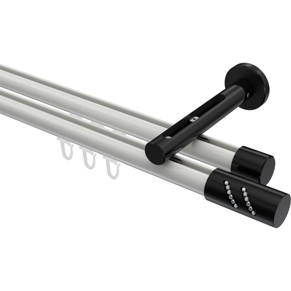 Innenlaufstange Weiß / Schwarz, Aluminium / Metall 20 mm Ø Siteno Zoena, zweiläufig