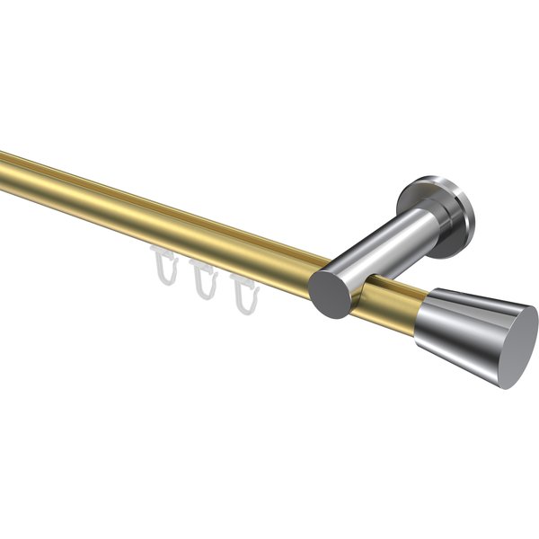 Gardinenstange mit Innenlauf Messing-Optik / Chrom, Aluminium / Metall 20 mm Ø Platon Sitra