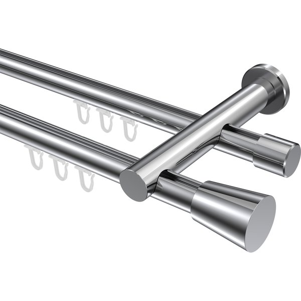 Innenlauf-Gardinenstangen Chrom, Metall 20 mm Ø Platon Sitra, 2-läufig