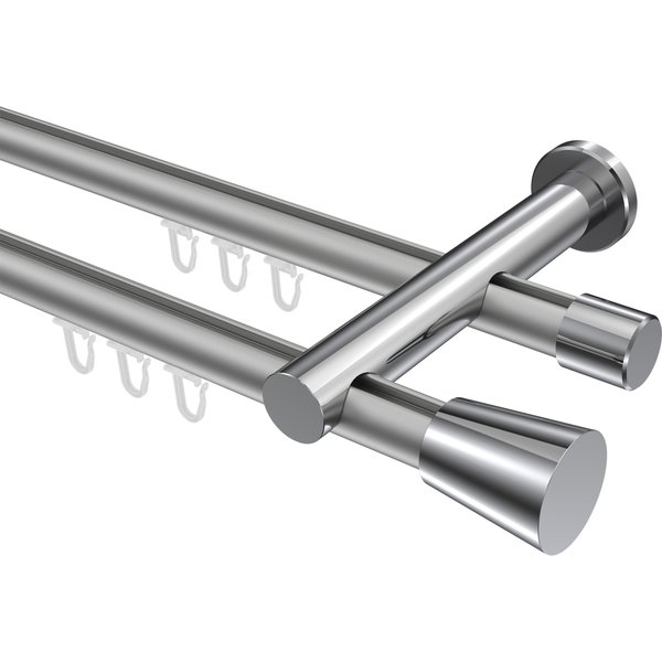 Innenlaufstange Silbergrau / Chrom, 2-läufig Aluminium / Metall 20 mm Ø Platon Sitra