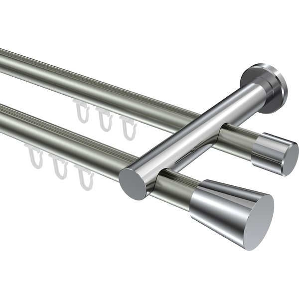 Vorhangstange mit Innenlauf Edelstahl-Optik / Chrom, 2-läufig Aluminium / Metall 20 mm Ø Platon Sitra