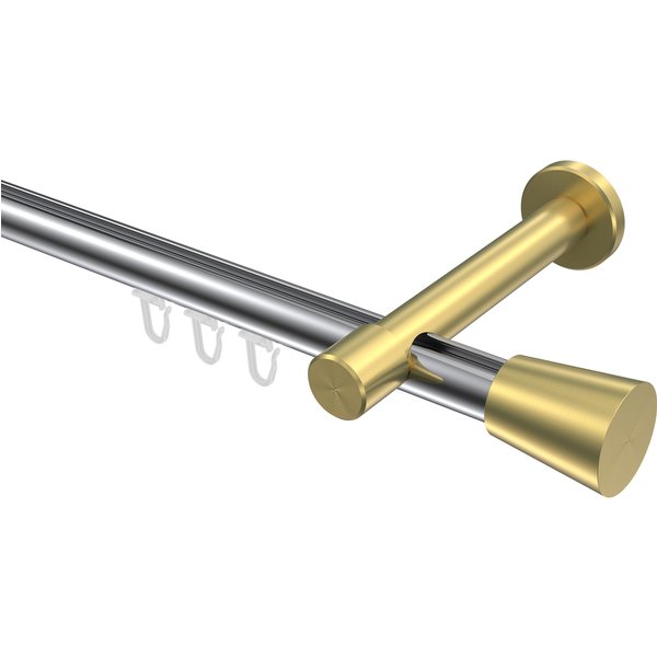 Gardinenstange mit Innenlauf Chrom / Messing-Optik, Aluminium / Metall 20 mm Ø Prestige Sitra