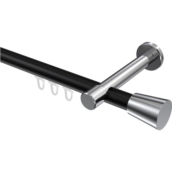 Innenlauf-Gardinenstangen Schwarz / Chrom, Aluminium / Metall 20 mm Ø Prestige Sitra
