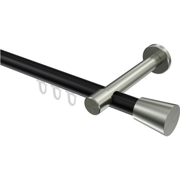 Innenlauf-Vorhangstange Schwarz / Edelstahl-Optik, Aluminium / Metall 20 mm Ø Prestige Sitra