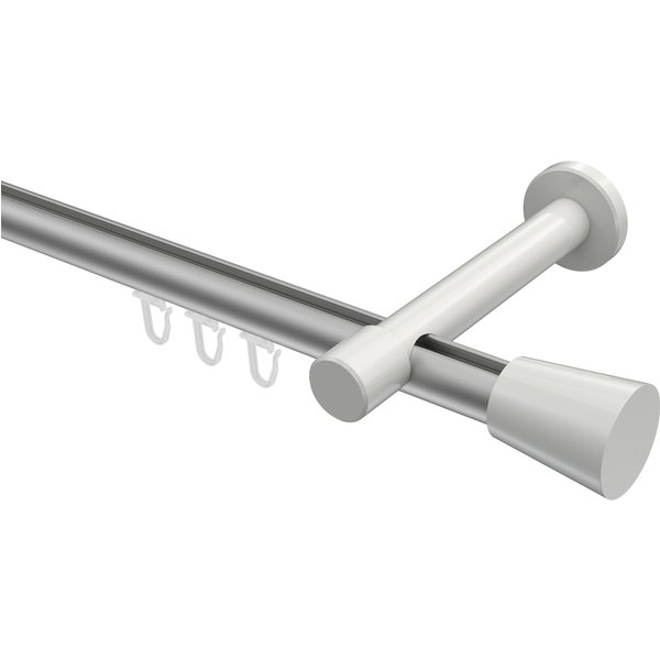 Innenlauf-Vorhangstange Silbergrau / Weiß, Aluminium / Metall 20 mm Ø Prestige Sitra