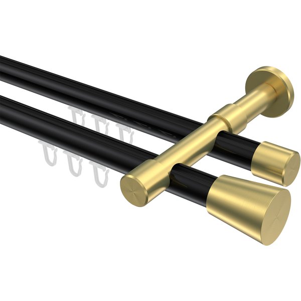Innenlaufstange Schwarz / Messing-Optik, doppelläufig Aluminium / Metall 20 mm Ø Prestige Sitra