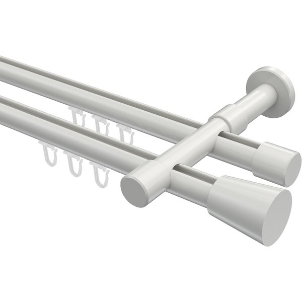 Innenlauf-Gardinenstangen Weiß, Metall 20 mm Ø Prestige Sitra, 2-läufig