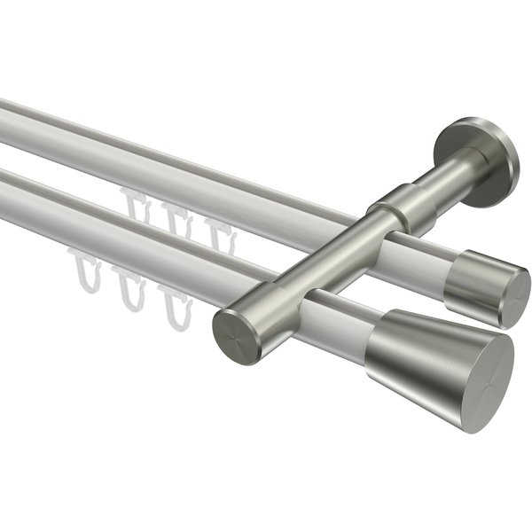 Innenlaufstange Weiß / Edelstahl-Optik, Metall 20 mm Ø Prestige Sitra, zweiläufig