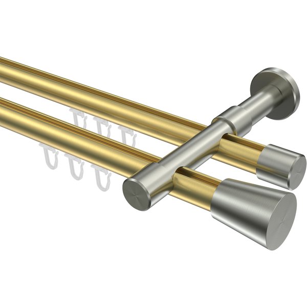Gardinenstangen mit Innenlauf Messing-Optik / Edelstahl-Optik 20 mm Ø Prestige Sitra, 2-läufig