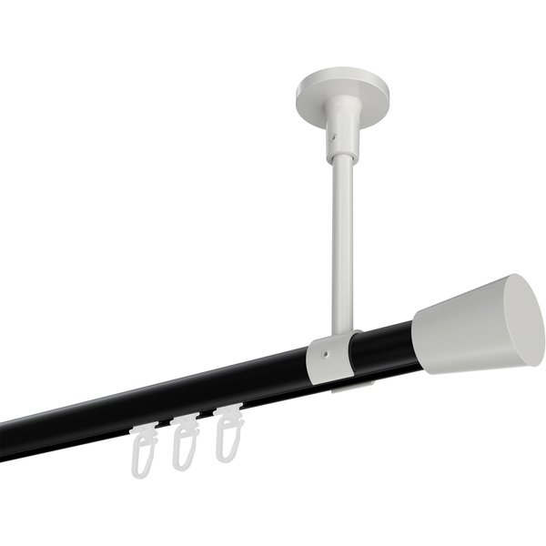 Vorhangstange mit Innenlauf (Deckenanbringung) Schwarz / Weiß, Aluminium / Metall 20 mm Ø Sonette Sitra