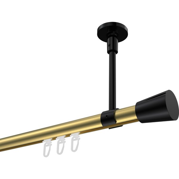 Vorhangstange mit Innenlauf (Deckenanbringung) Messing-Optik / Schwarz, Aluminium / Metall 20 mm Ø Sonette Sitra