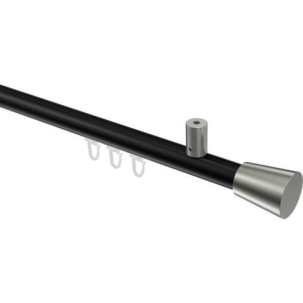 Vorhangstange mit Innenlauf (Deckenmontage) Schwarz / Edelstahl-Optik, Aluminium / Metall 20 mm Ø Sonius Sitra