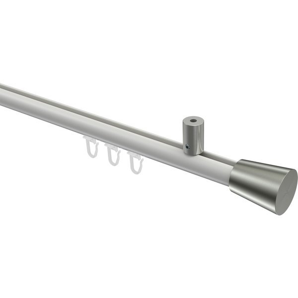 Vorhangstange mit Innenlauf (Deckenbefestigung) Weiß / Edelstahl-Optik, Aluminium / Metall 20 mm Ø Sonius Sitra
