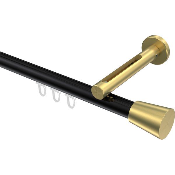 Innenlauf-Gardinenstange Schwarz / Messing-Optik, Aluminium / Metall 20 mm Ø Siteno Sitra