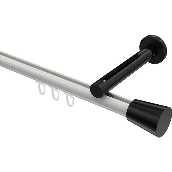 Vorhangstange mit Innenlauf Weiß / Schwarz, Aluminium / Metall 20 mm Ø Siteno Sitra