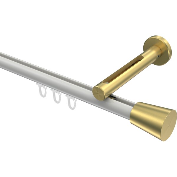 Innenlauf-Gardinenstange Weiß / Messing-Optik, Aluminium / Metall 20 mm Ø Siteno Sitra