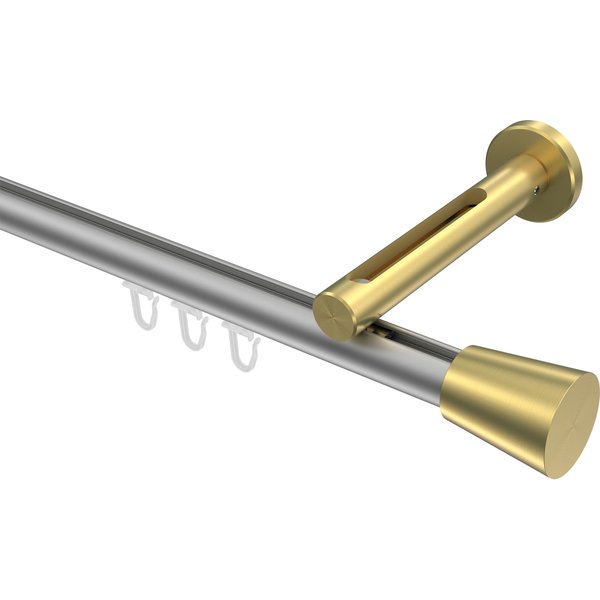 Innenlauf-Gardinenstange Silbergrau / Messing-Optik, Aluminium / Metall 20 mm Ø Siteno Sitra